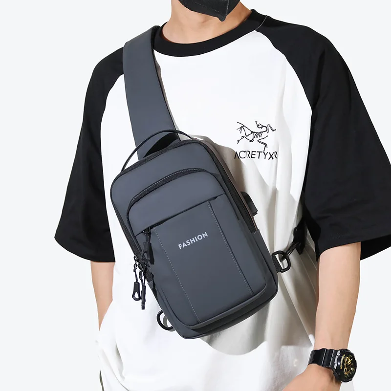 Multifunction Crossbody Chest Bag Men Sports Gym USB Charging Pack Short Trip Messengers Bag Water Repellent Shoulder Fashion