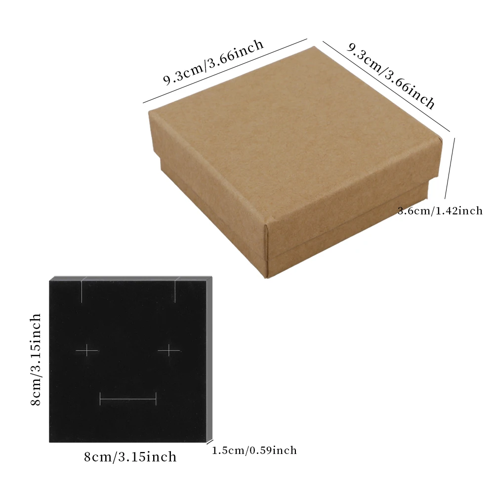 1/5 stücke Halskette Ohrringe Ringe Veranstalter Modeschmuck Verpackung Kraft papier Box mit Schwamm Pad Großhandel Lieferanten – Detail 10