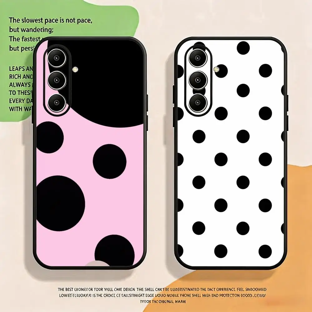 Polka dots  Minimalist Black White Phone Case For Samsung Galaxy S26 S25 S24 S23 S22 S21 S20 Plus Ultra Note20 Soft Black