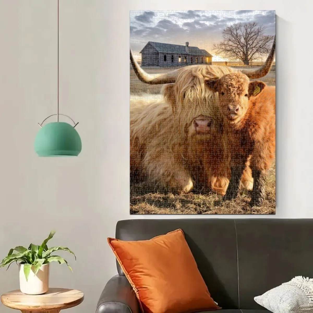 Een 1,000 stuks puzzels Halloween decoratieve hooglandkoepuzzel voor woonkamer of slaapkamer Duurzaam kartonmateriaal Levendig C