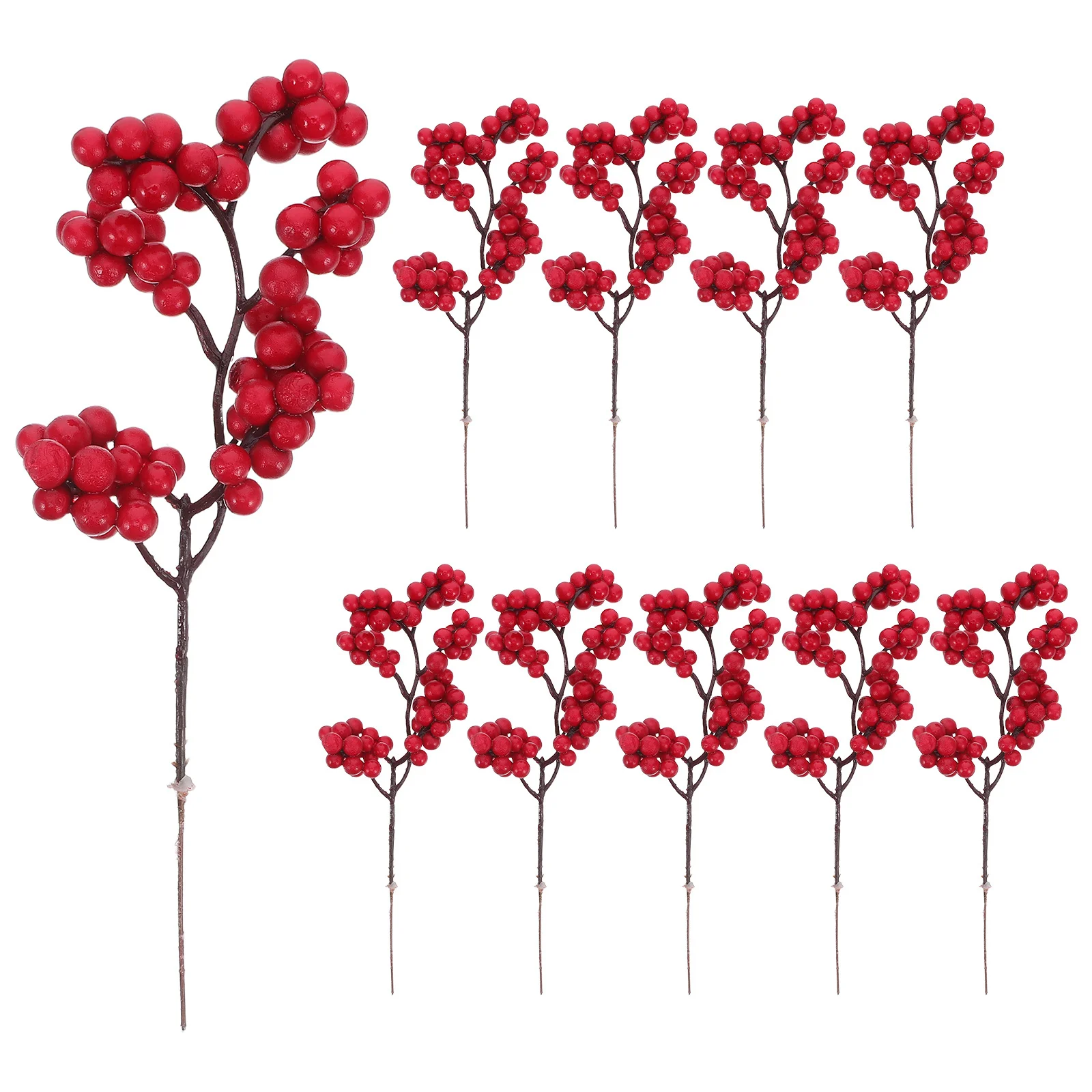 

Simulation Christmas Berry Branch 10PCS Artificial Red Holly Plants DIY Xmas Tree Decor for Holiday Party Wreath Home Decoration