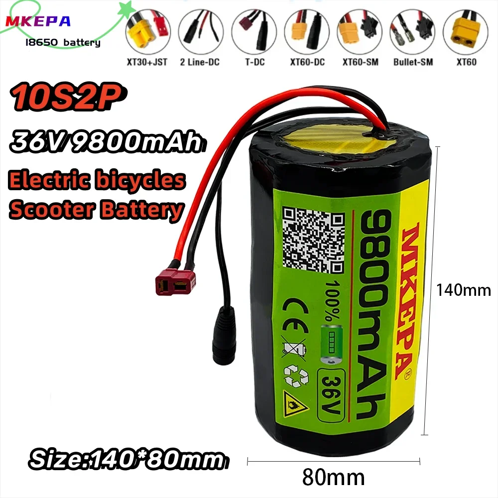 

Air freight cylindrical 10s2p 36V 9.8AH 18650 lithium-ion rechargeable battery pack 350W, used for electric bicycles+BMS