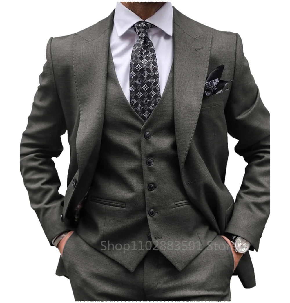 2024 Latest Designs Men Suit Slim Fit Wedding Tuxedo Custom Made 3 Pieces Notched Lapel Costume Homme Prom Male Clothing