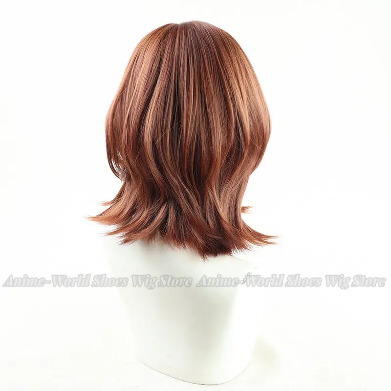 Brown Short Mullet Harajuku Lolita Wig Kawaii Cool Headwear Shoulder Curly Hair Ends Adult Chic Girls Women Cosplay Daily Wear