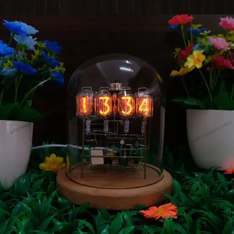 IN12 Nixie Clock Glow Tube Former Soviet Diy Electronic Kit Handmade Led Lamp Glow Tube Clock Retro Desktop Clocks Module Gift