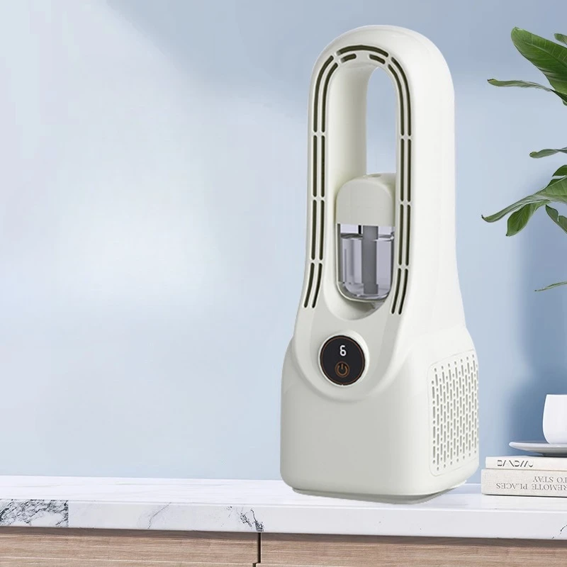 

Desktop Bladeless Cooling Fan with Turbo Ice Wind 8-Core Motor 24H USB Operation90°Auto Rotation Portable Office/Study Quiet Fan