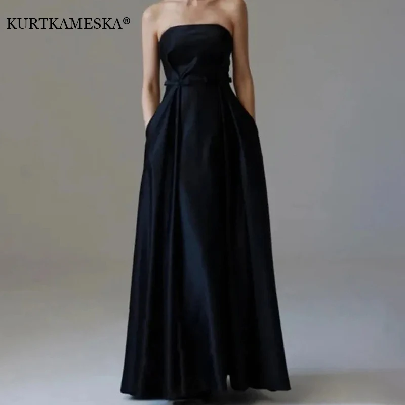 Simple A Line Satin Korea Wedding Dresses Corset Back Bridal Gowns Photo Shoot Black Dress Elegant Dress Women for Wedding Party