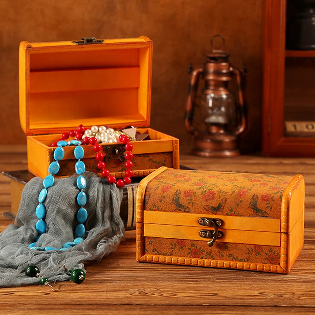 

Jewelry Box Organizer Wood Holders Storage Chest with Lock Cases Vintage Password Boxes