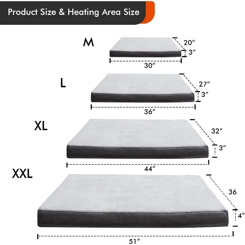 Upgraded version with increased heating, suitable for medium and large giant dogs, removable waterproof cover