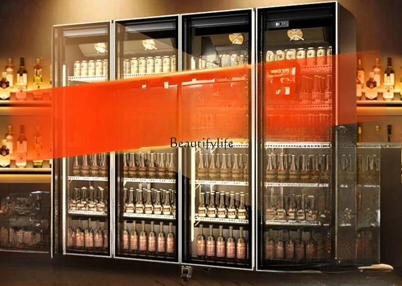 

Wine Display Cabinet Beer Beverage Refrigerated Ice Bar Commercial Three-Door Refrigerator Cooling