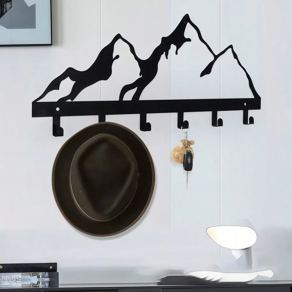 CIFBUY Iron Wall Art Mountain Key Rack Metal Wall Hook Rustproof Design For Bathroom Kitchen Living Room Home Decor Sign
