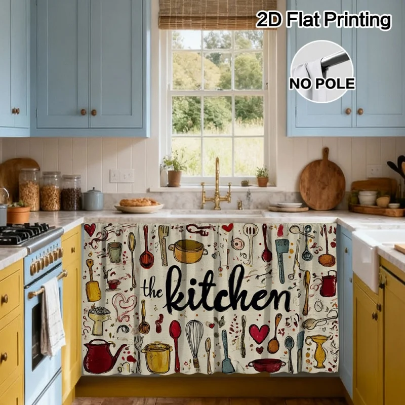 Modern Minimalist Polyester Fiber Easy To Clean Kitchen Cabinet Cover Curtain, Study Cabinet Partition Curtain