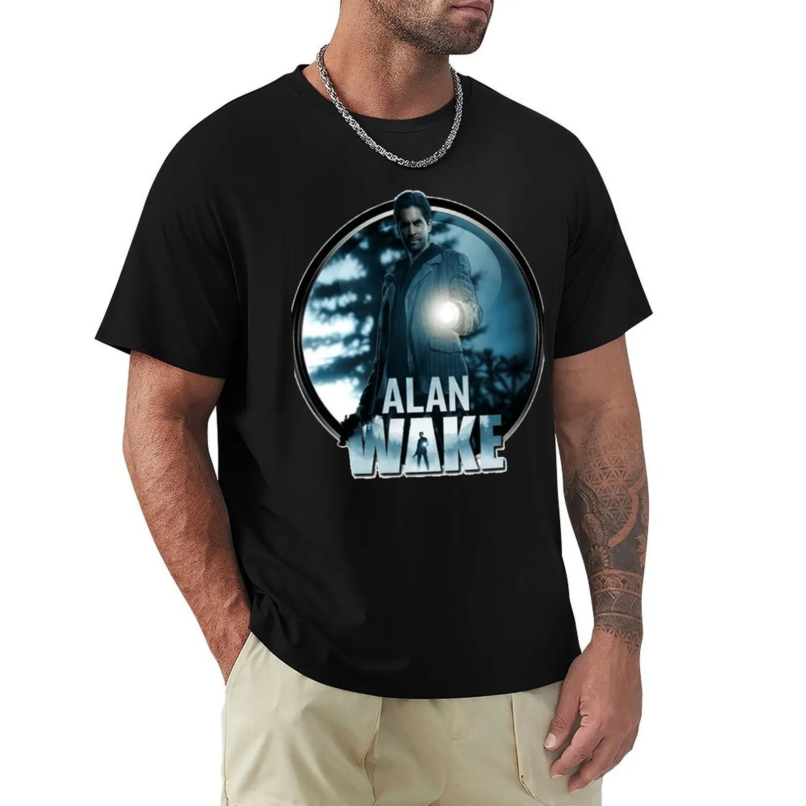 

Bright Falls Alan Wake T-Shirt plus sizes heavyweights summer tops t shirt men 100℅ cotton