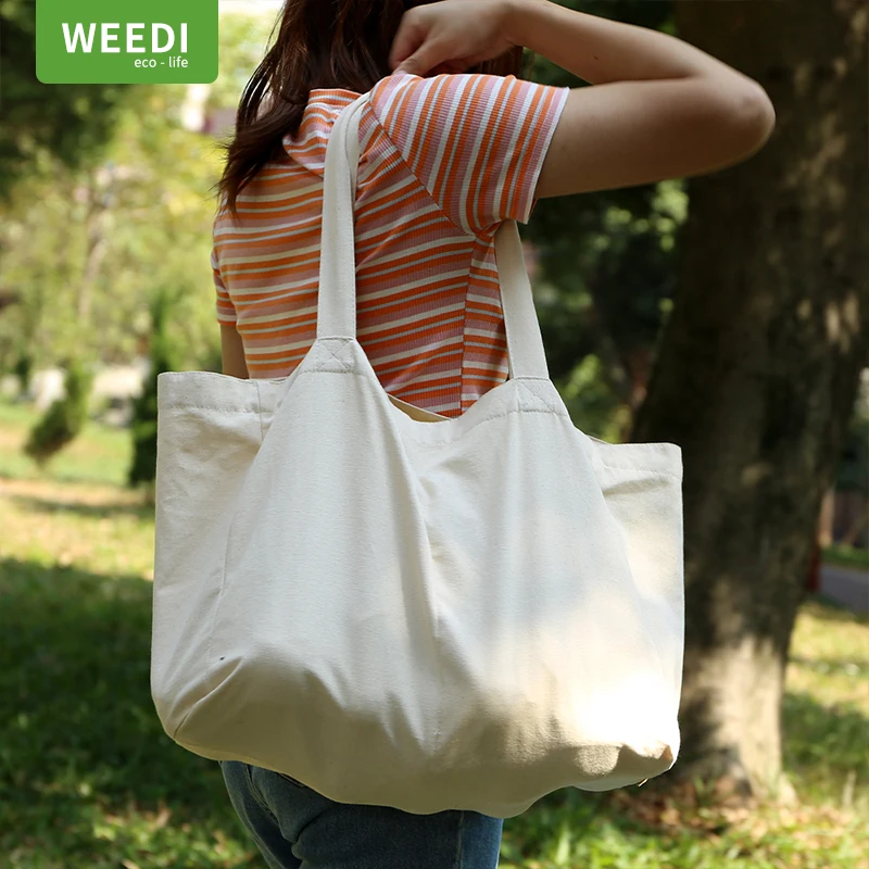 

reusable cotton canvas shopping bags for women eco friendly tote bag Shoulder Handbag Travel Grocery storage shopping bag big