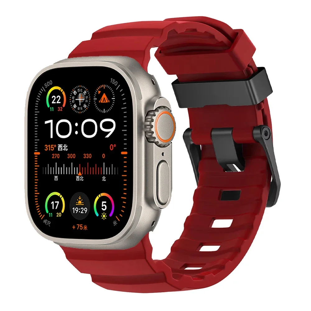 Trilha pulseira de silicone para apple watch ultra 2 49mm série 10 9 8 7 46mm 45mm substituir pulseira iwatch se 6 5 44mm correa