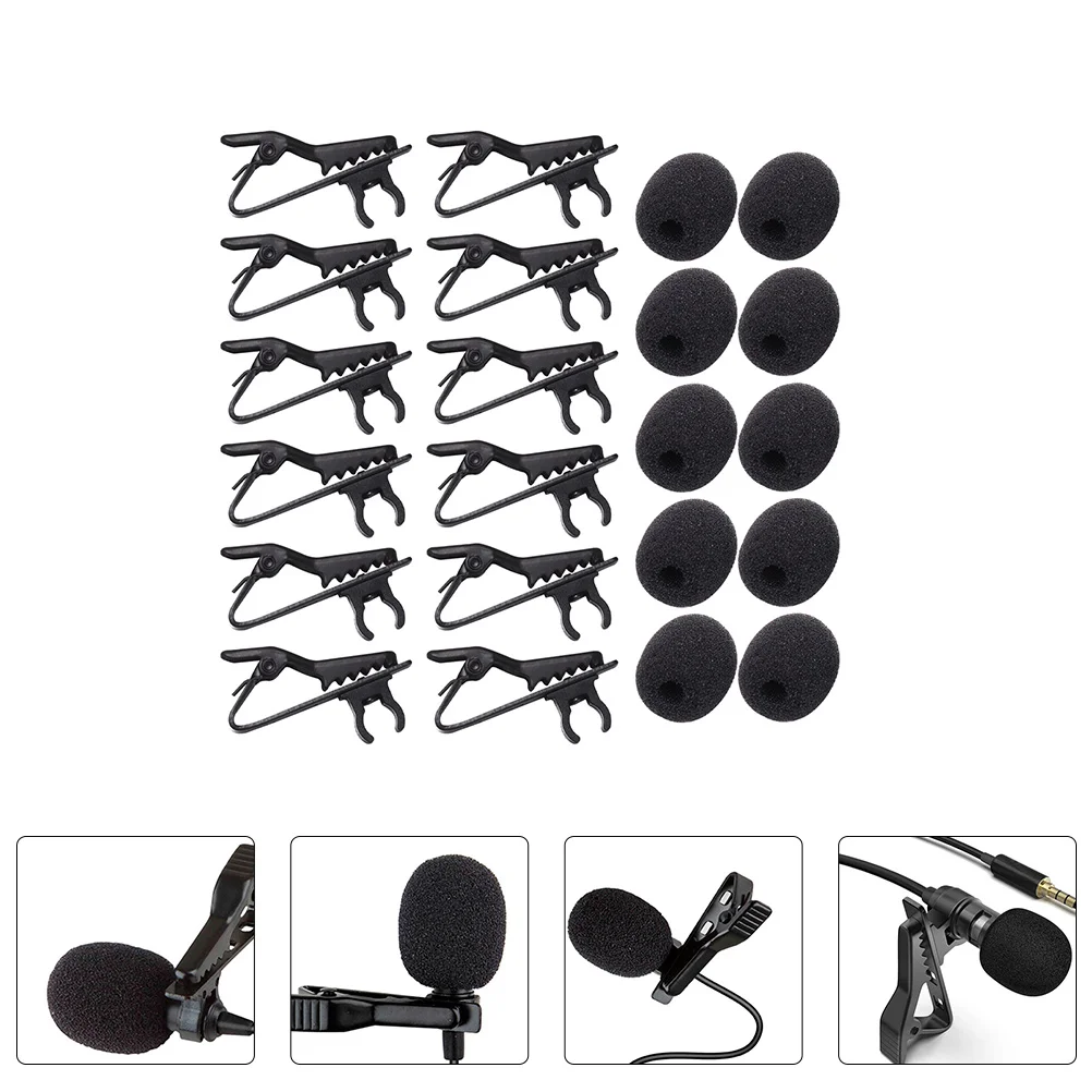 

Microphone Accessories Sponge Covers Durable Windshield Clips Office Supplies Mini Microphone Cloth Clip Holder