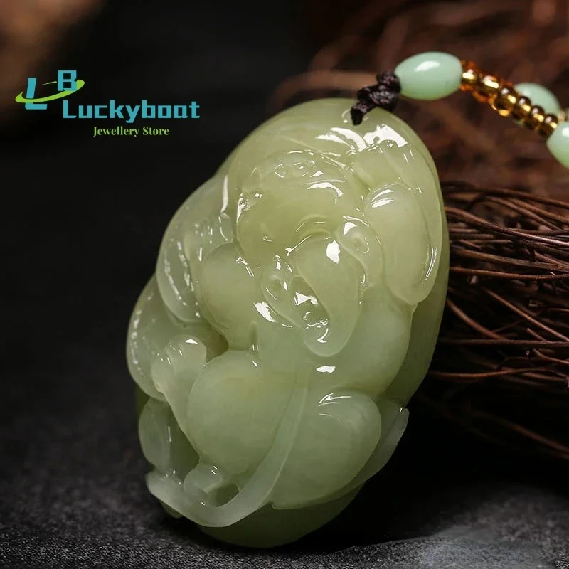 Hot Selling Natural Green Jade Pixiu Pendant Charm Jewellery Women's Hand-Carved Necklace for Women Men Fashion Accessories