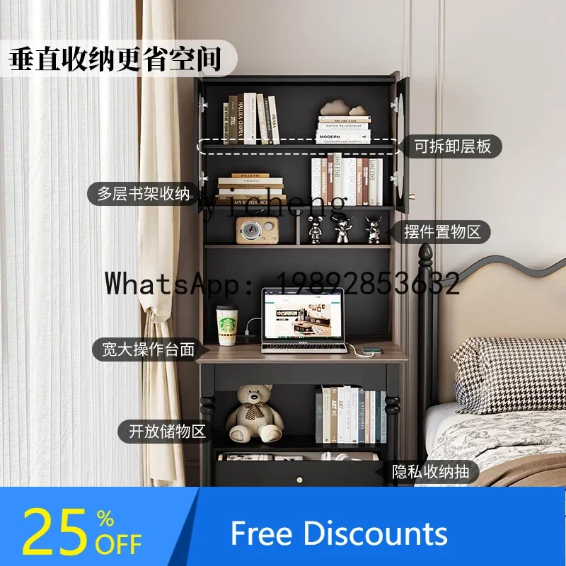 

folding desk household computer desk bookshelf integrated wall bookcase retractable office study table