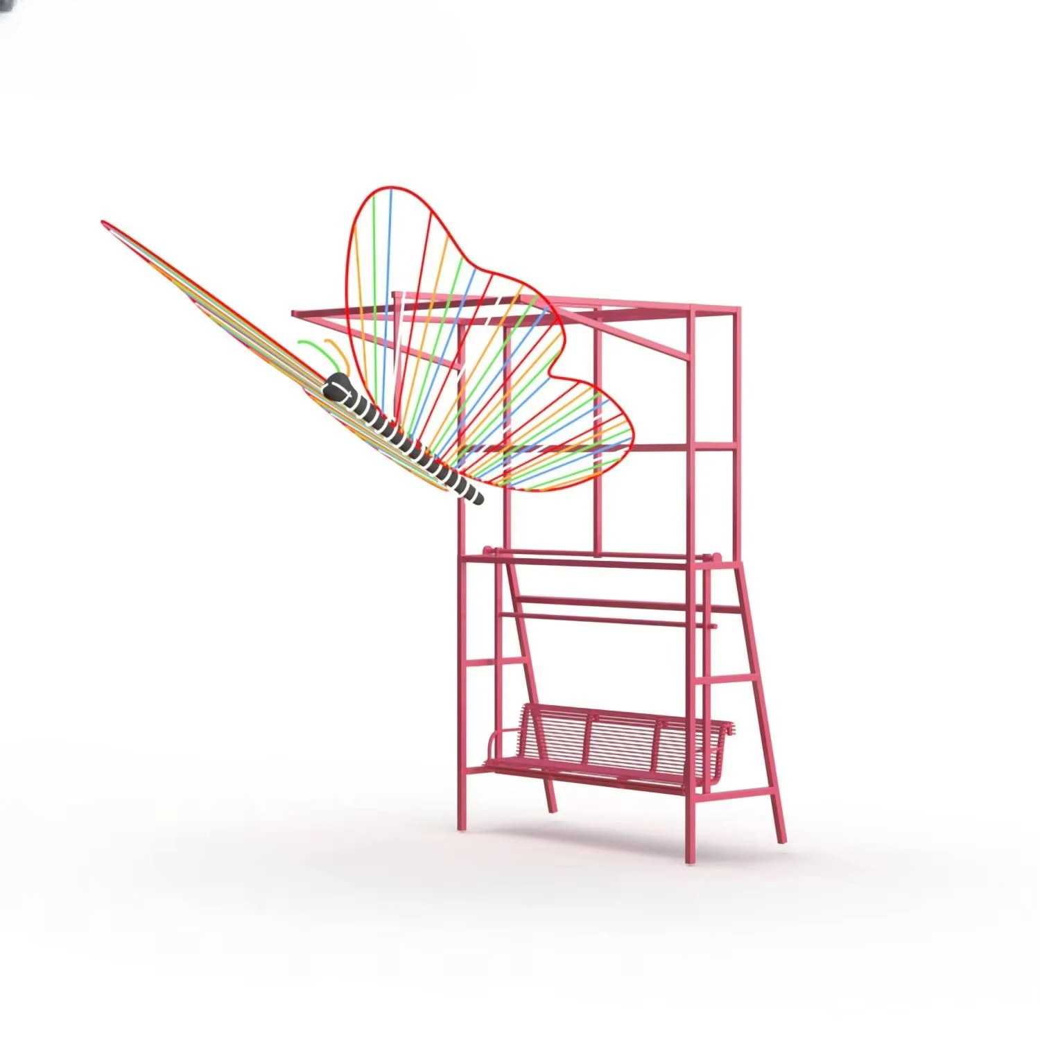 Popular indoor/outdoor children's butterfly swing chair steel fiberglass unpowered playground equipment can bear