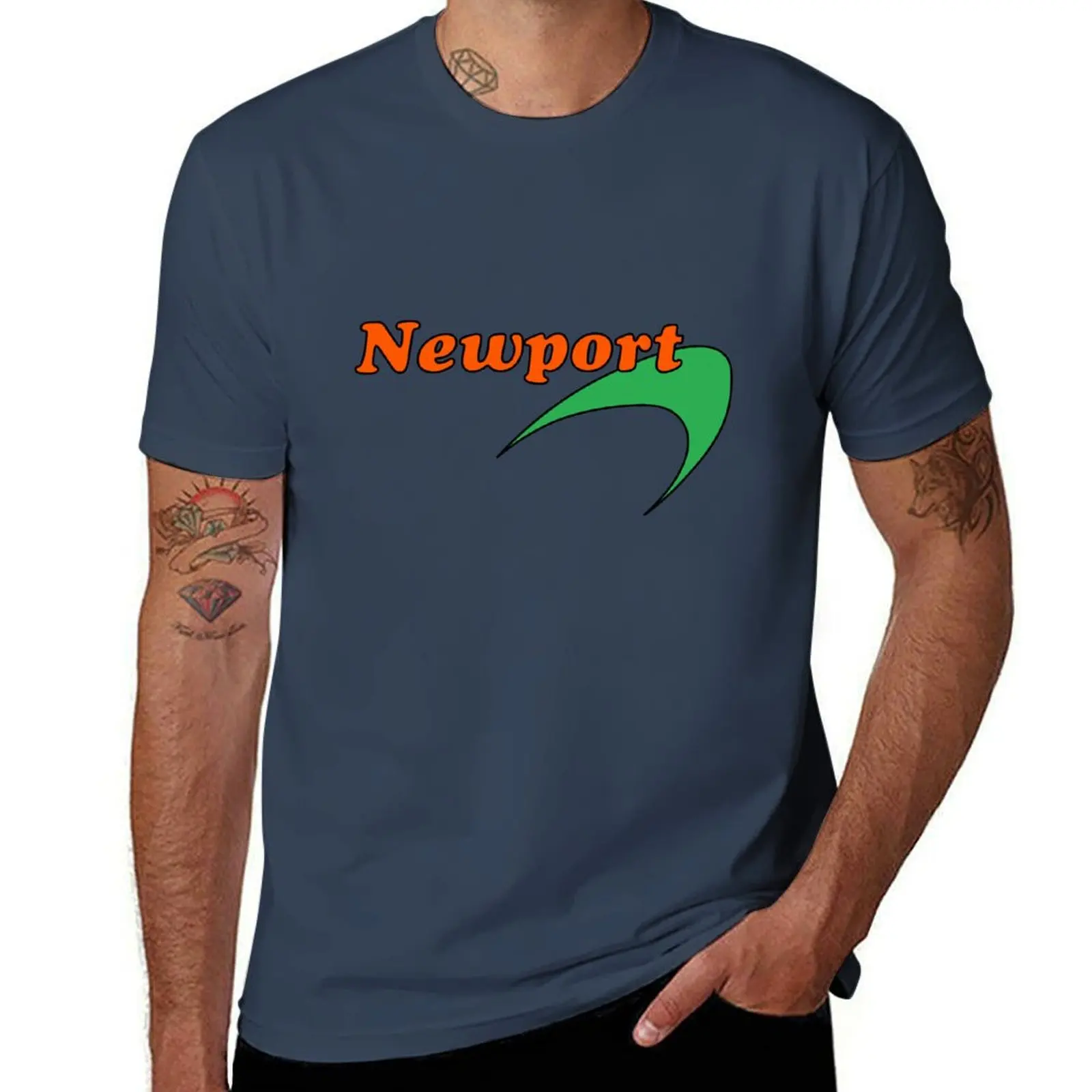 Newport Brand Tee Cigarette Vintage T-Shirt Work Utility Short Sleeve Shirt