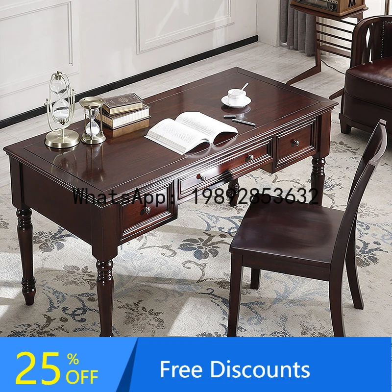 

XL American Style Solid Wood White Desk Simple Small Apartment Room Home Office Desk Computer Desk