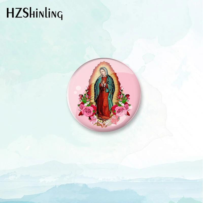 2023 New Our Lady Of Guadalupe Badge Brooch The Blessed Pin Backpack Decoration Pins Round Jewelry Women Gift