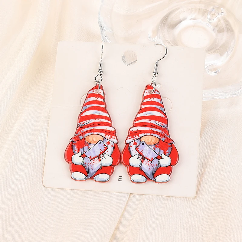 1Pair Christmas Drop Earring Acrylic Gnome Snowflake Fashion Jewelry For Woman Girl Holiday Birthday Gift