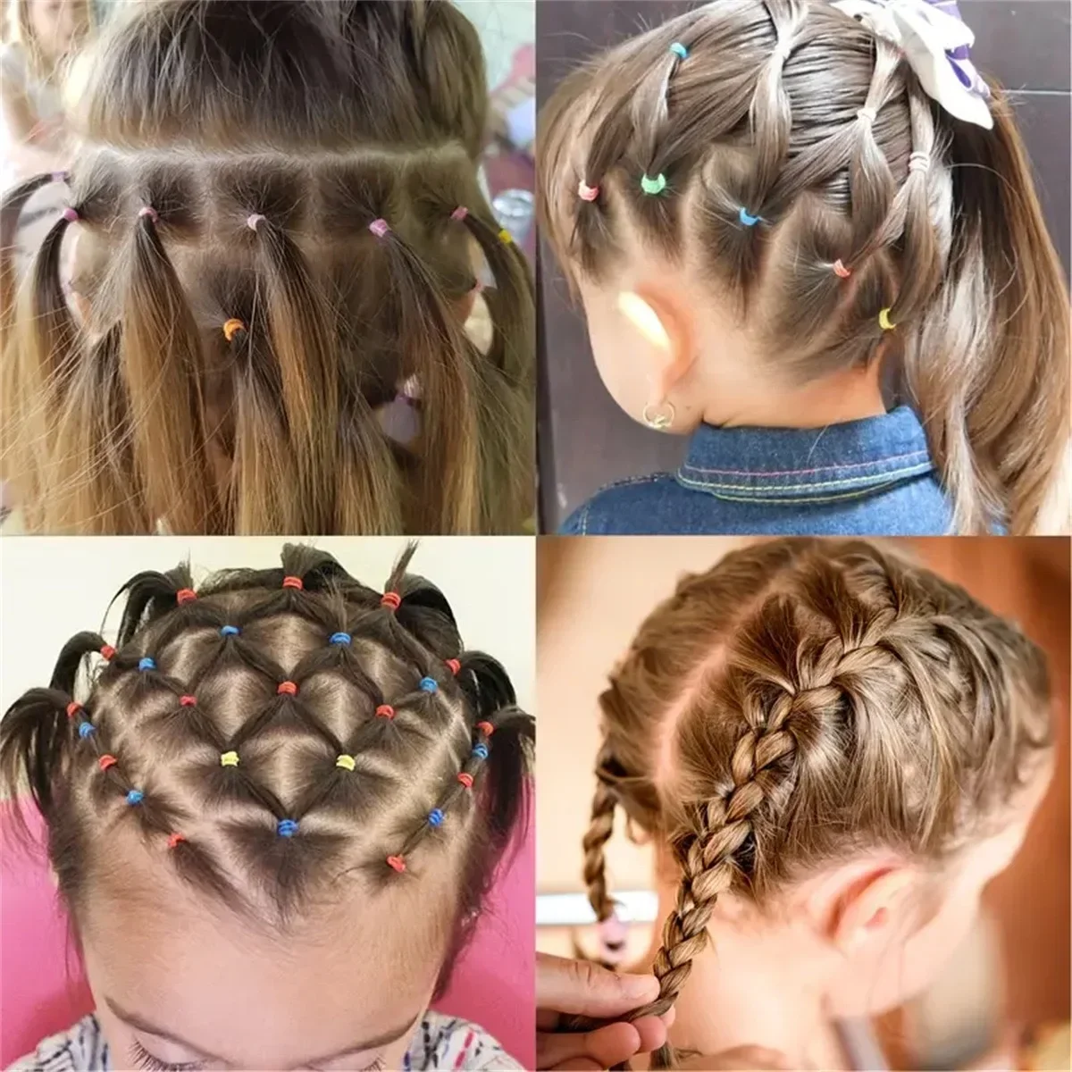 1000 قطعة العصابات الشعر الصغيرة الملونة القابل للتصرف Scrunchie الفتيات شريط مطاطي مرن ذيل حصان حامل إكسسوارات الشعر العلاقات الشعر