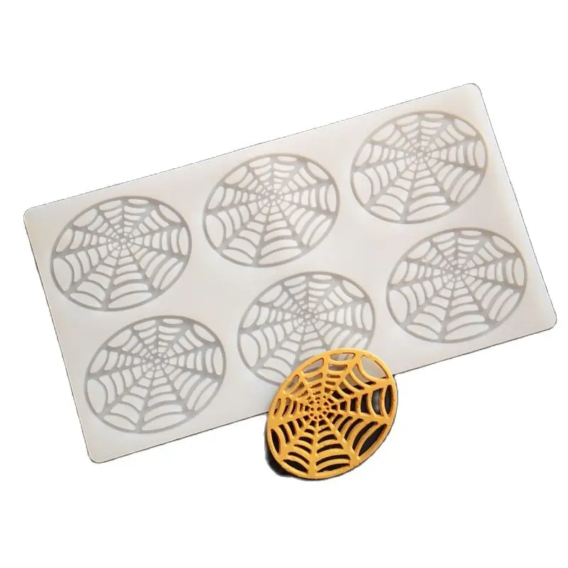 Spider Web Chocolate Mold Cobweb Silicone Mould Transfer Sheet Halloween Cake Decorating Chablon DIY Garnish For Desser K654