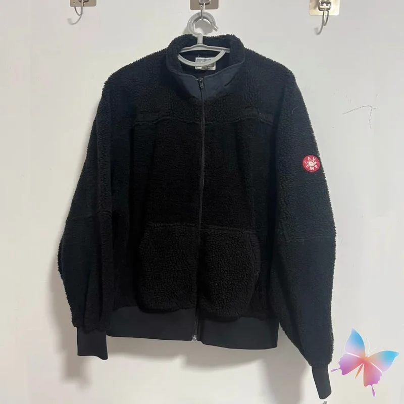 Winter Lamb Velvet Embroidered Letter LogoCAVEMPT Jacket Black Zipper Stand Up Collar Jacket American Street Men Women CE Coats
