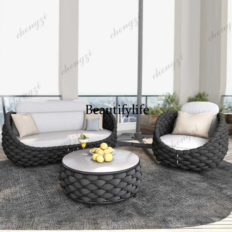 PPP Outdoor Rattan Patio Furniture Set Cushioned Wicker Loveseat Garden Backyard Porch Sofa All Weather Durable