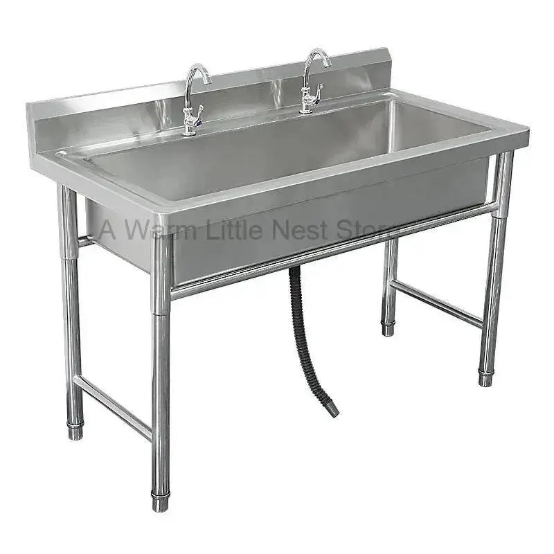 Commercial Stainless Steel Kitchen Sinks Single Washing Sinks Integrated for Restaurant School Custom Wash Basin with Bracket