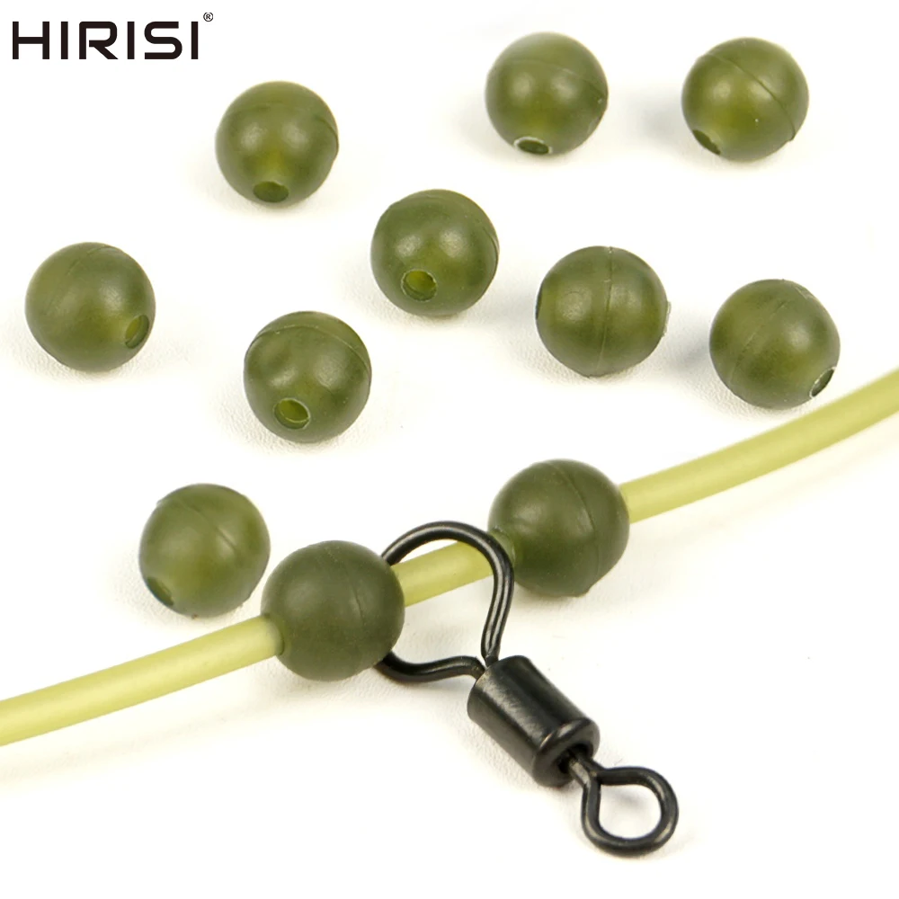 

Hirisi 20pcs Carp Fishing Shock Beads Soft Rubber Rig Beads Green AG136 Terminal Tackle for Carp Rigs Durable Bait Stopper