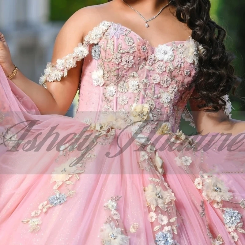 Abiti Quinceanera per ragazza principessa Cenerentola personalizzati Abito da ballo con fiori fatti a mano Prom Dance Wear Abito da festa di compleanno 15 16 ragazze