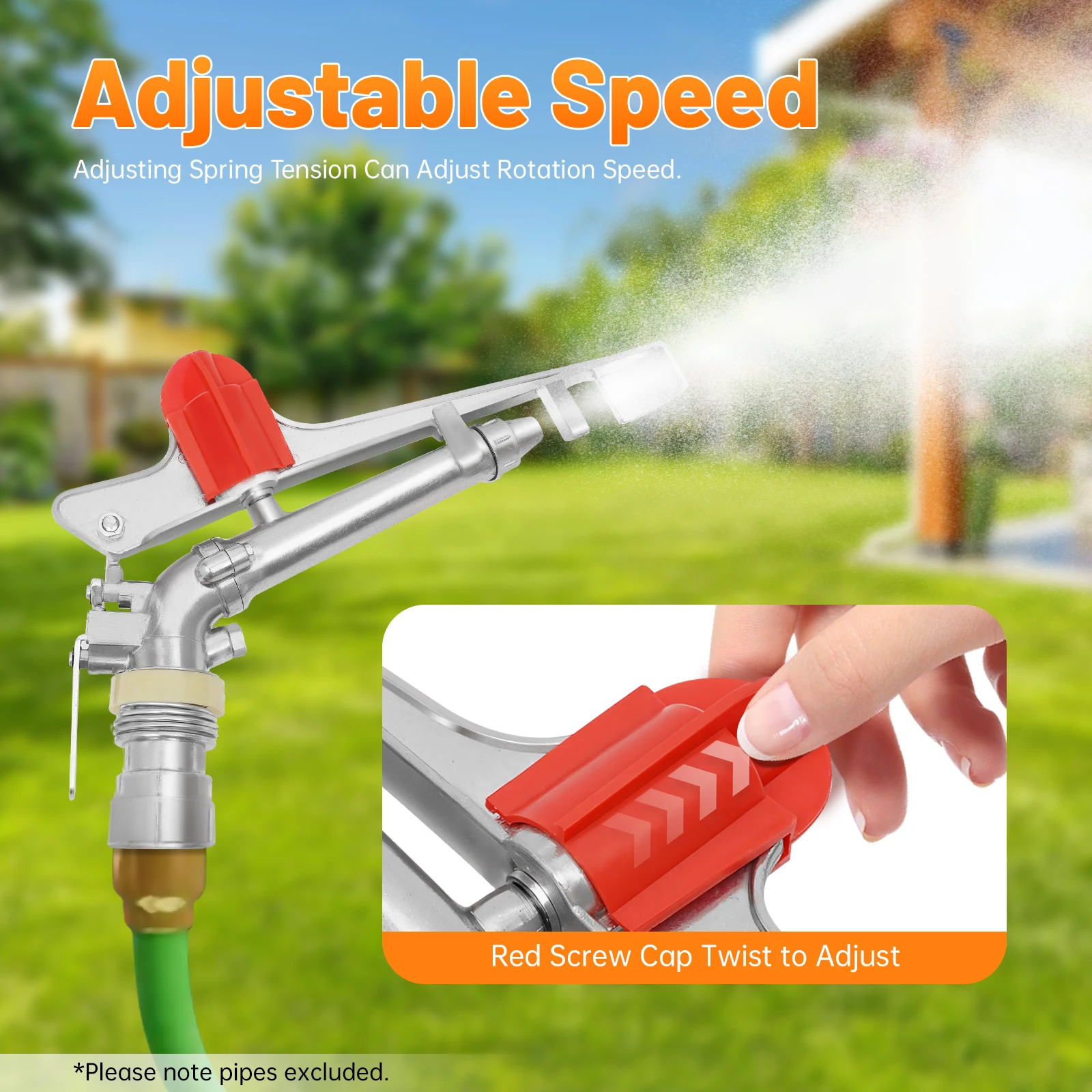 Adjustable Garden Irrigation Spray Gun Adjustable Rotation Speed Watering Sprinkler Spray Gun Large-Area Garden Irrigation