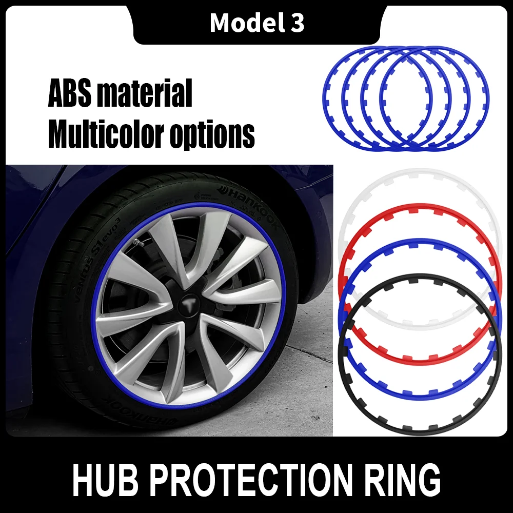 4x Car Hub protection ring Hub center cover For tesla model 3 2017-2021 tesla Anti Scratch Accessories Sticker Trim Decoration