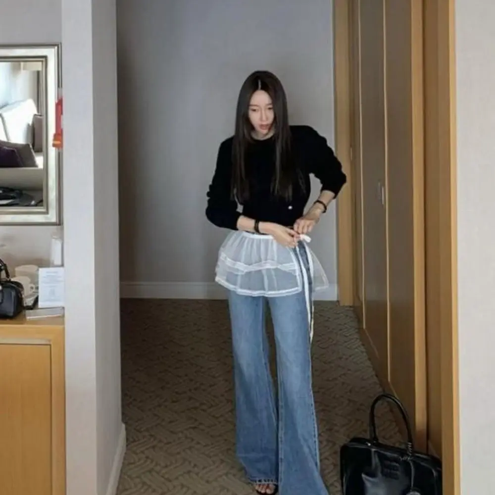 Minigonne in pizzo Sweet Balletcore Y2k Gonne corte con volant Stile coreano Vita alta Tenda di testa Streetwear