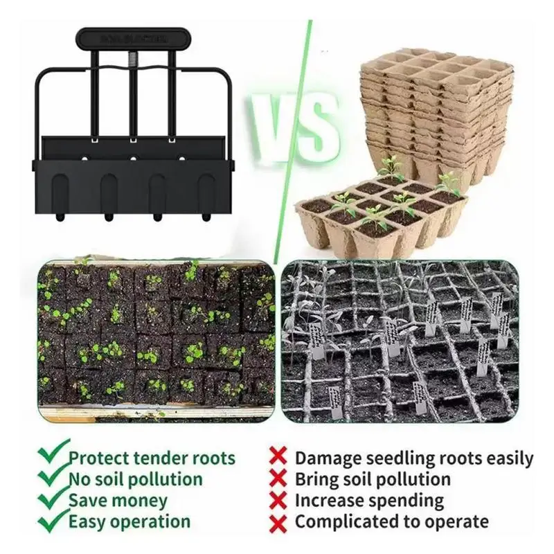 2-Inch Soil Block Maker Handheld Seedling Soil Blocker Potting Soil Block Making Tool Garden Plant Fruit Vegetable Nursery Tools