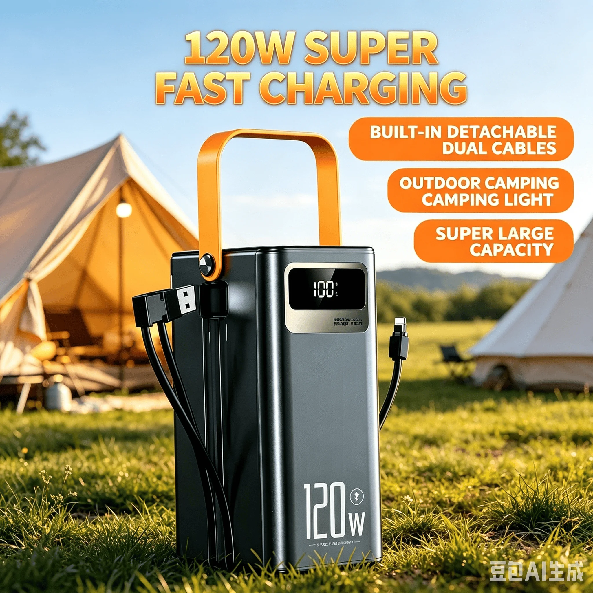 Hochleistungs-Powerbank mit 30000mAh / 60000mAh, 120W Schnellladung, externer Akku mit LED-Licht für Handy und Laptop