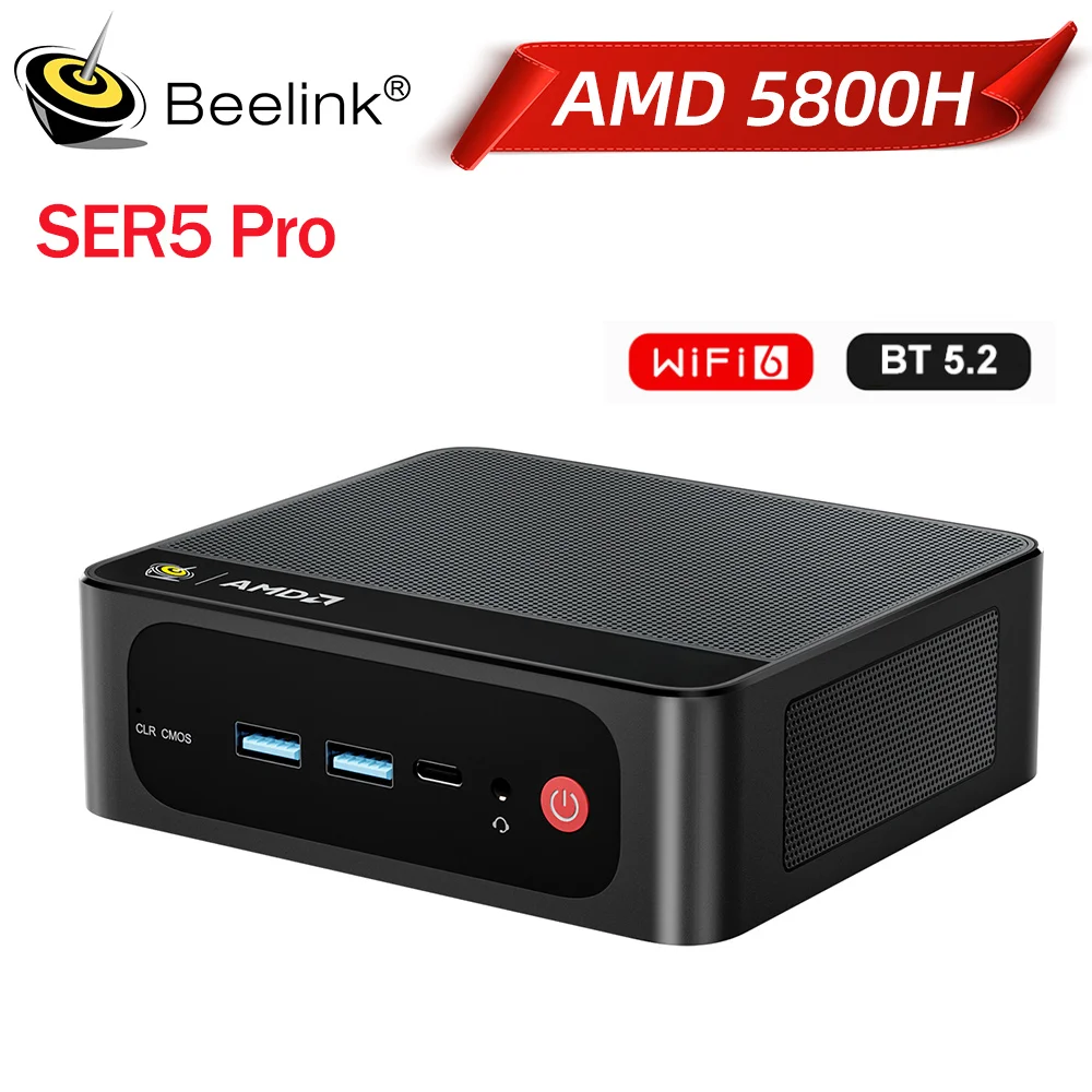 Beelink SER5 Pro Mini-PC AMD Ryzen 7 5800H DDR4 16 GB 32 GB SSD 500 GB unterstützt WiFi6 BT5.2 4K HD 1000M Desktop