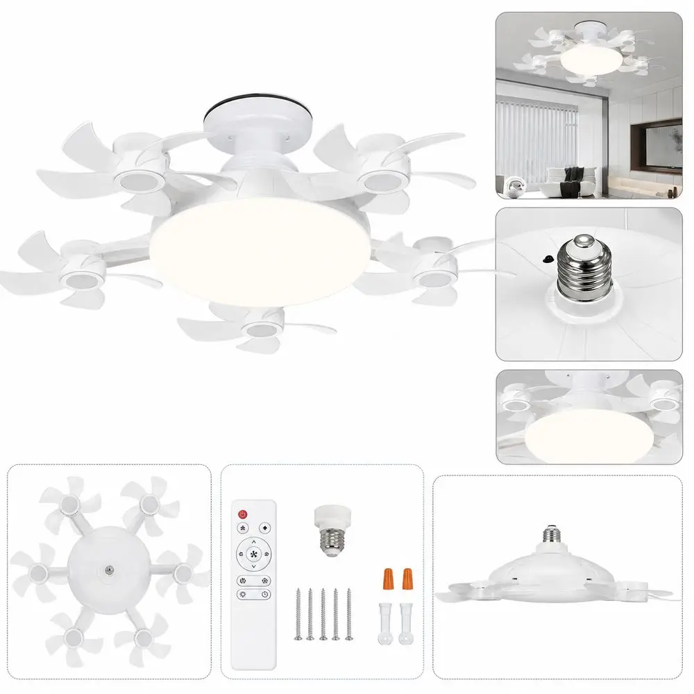 Screw In Mount Screw In Fan Light Dimmable Lighting Remote Control Fan Light Bedroom Lighting Ceiling Fan Light