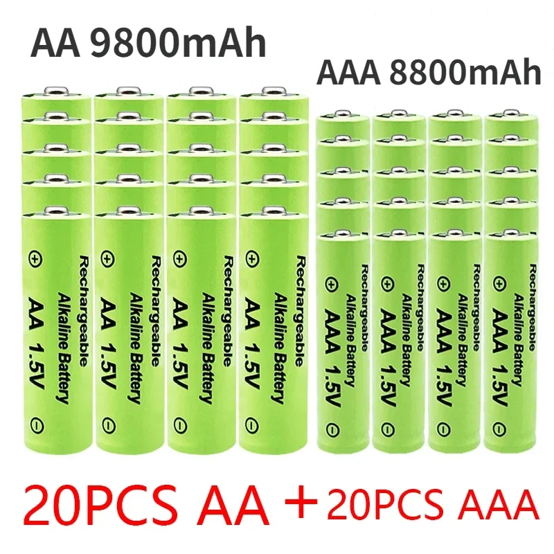 

1.5V AA + AAA NI MH Rechargeable AA 9800mAh Battery AAA 8800mAh Alkalinefor Torch Toys Clock MP3 Player Replace Ni-Mh Battery