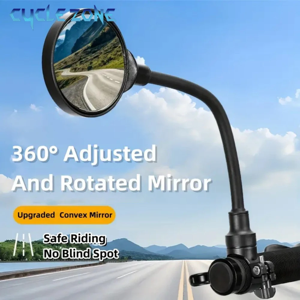 Bicycle Mirror Bike Handlebar Rearview Mirror Rotatable and Adjustable Wide Angle Rear View Shockproof Convex Mirror Universal