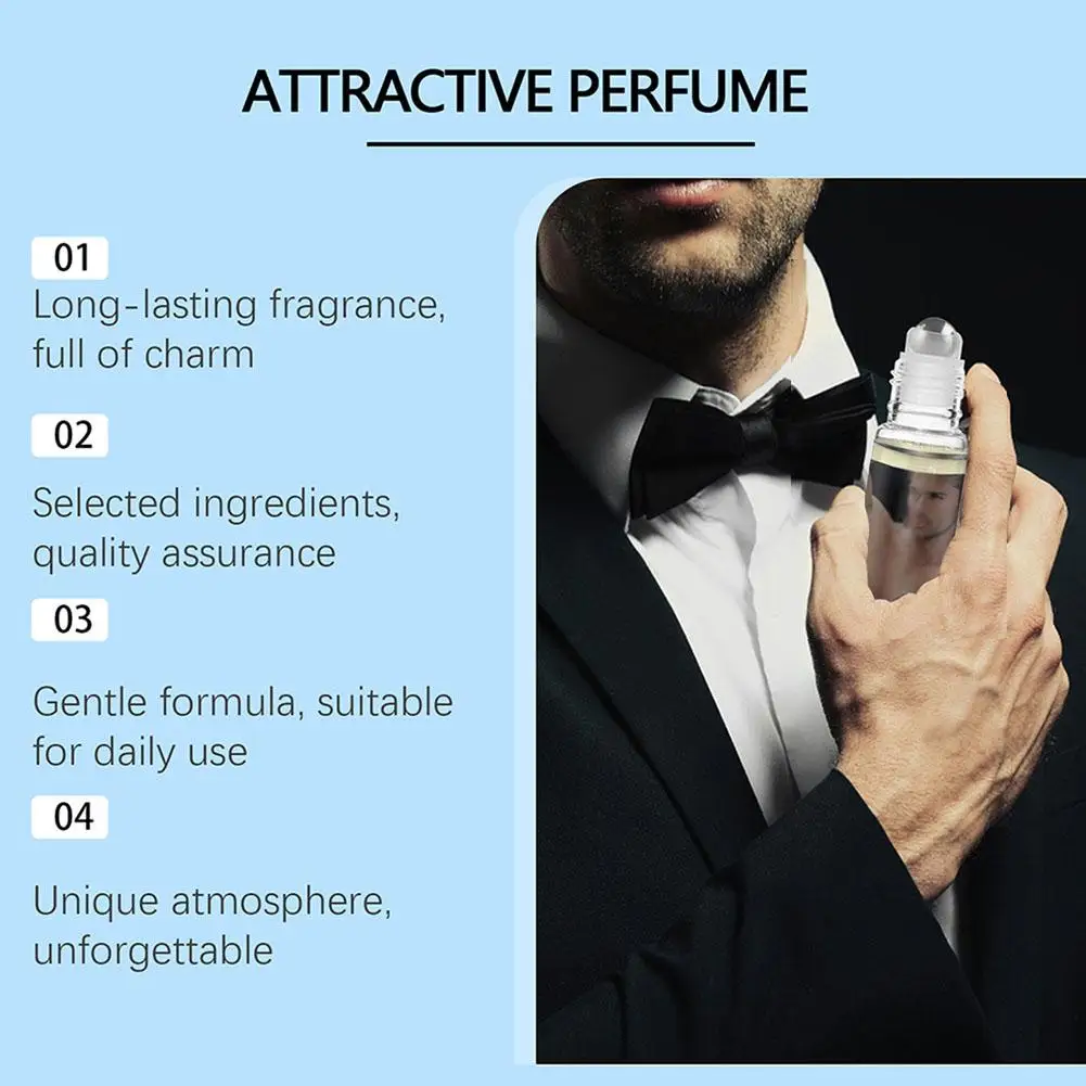 Pheromone Men's Cologne Roller Perfume Long Lasting Natural Refreshing Body Essence Fragrance Attracts Women 10ml