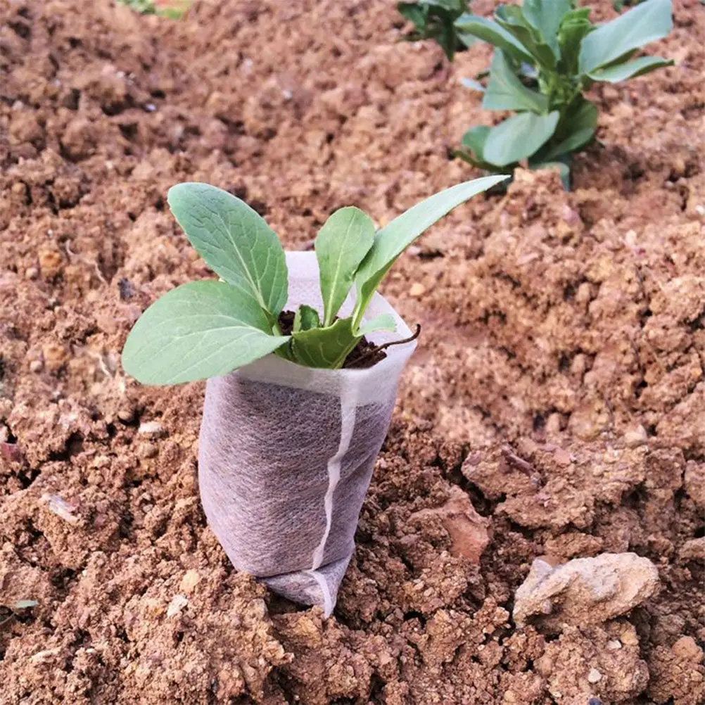 200Pcs Non-Woven Nursery Bags Plant Raising Bags Garden Supplies for Seedling Survival Rate Nutrient Permeable Root