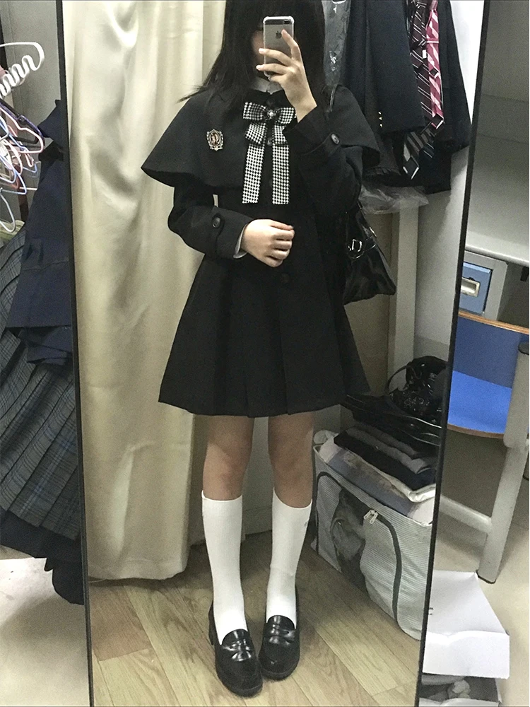 معطف نسائي جديد لخريف وشتاء 2025 بتصميم جامعي أنيق، معطف متوسط الطول نحيف بأسلوب مدرسي، عباءة خارجية