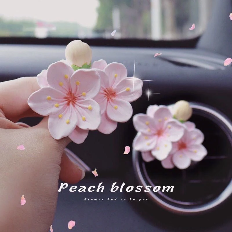 Car Perfume Clip Flower Air Outlet Car Air Freshener Peach Blossom Aroma Diffuser Car Decoration Accessories Fresh Air