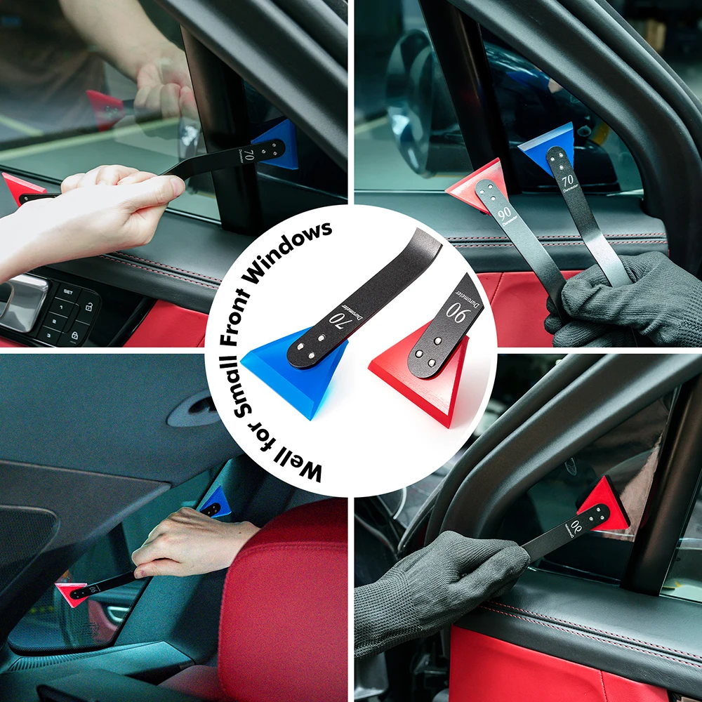 EHDIS Matte Black Metal Handle Squeegee For Car Glass Window Side Mirror Cleaning Rubber Blade Winter Snow Removal Scraper Tool