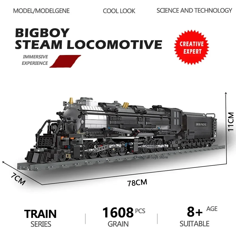 

Classic Technical Train Buildings Blocks Big Boy Steam Locomotive Railway Tracks Sets DIY Kids Toys For Birthday Christmas Gift