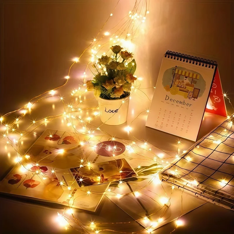 Steady Glow USB Copper Wire Lights, Indoor Fairy String Lights for Bedroom, Vanity Mirror, Photo Wall, Shelf, Party Styling Use
